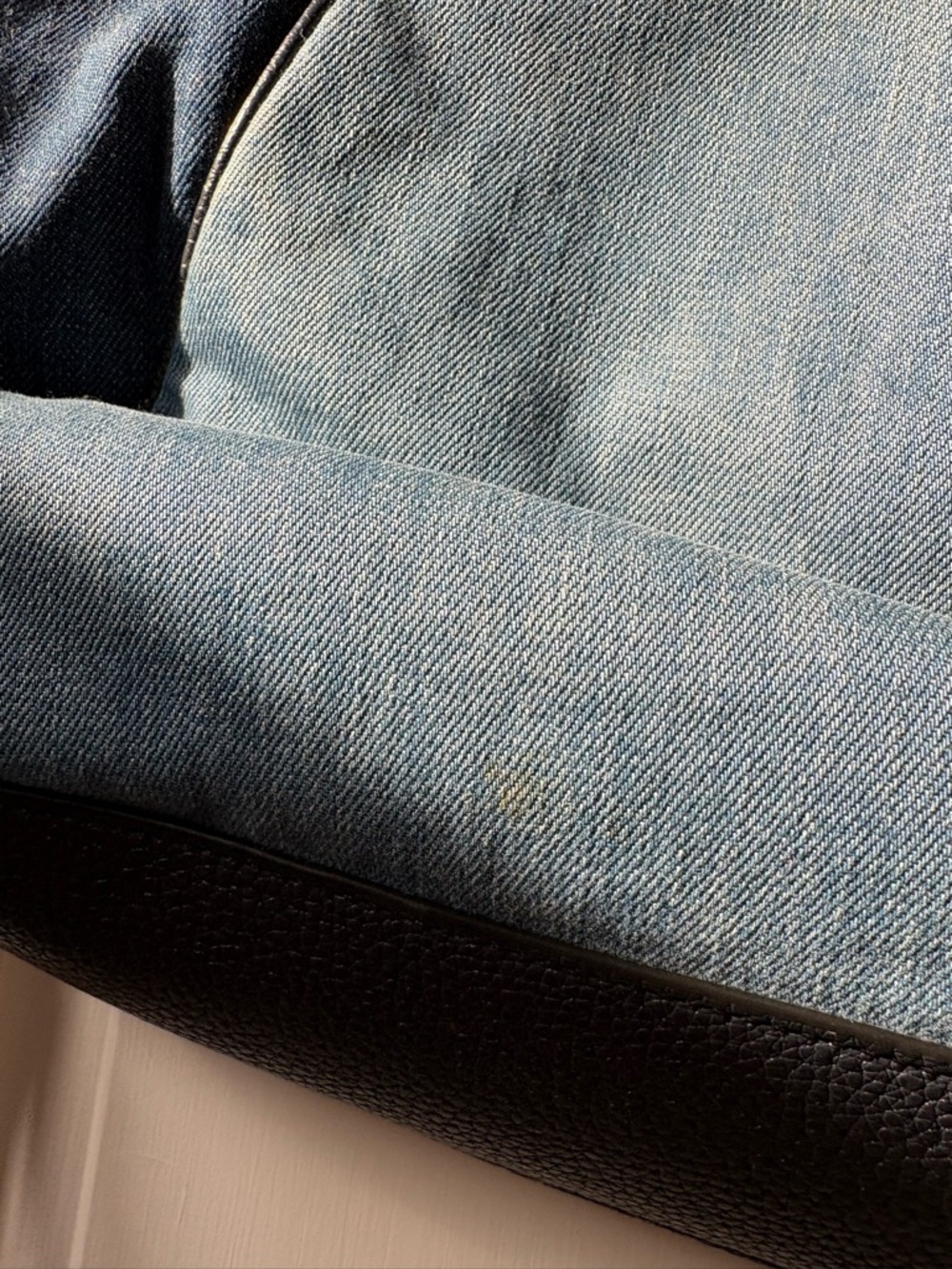 Coach Two-Tone Blue Denim Tote with Black Leather Trim - Picture 4 of 6